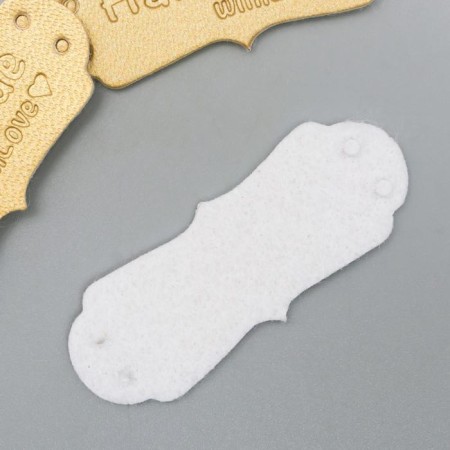Handmade tag, leather, color gold 1.5x4 cm-1