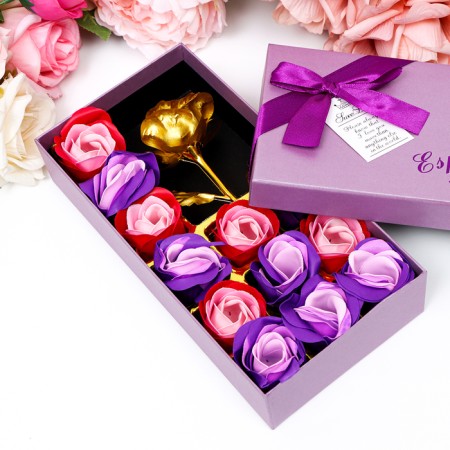 Soap roses of colored shades and a gold rose, set-1
