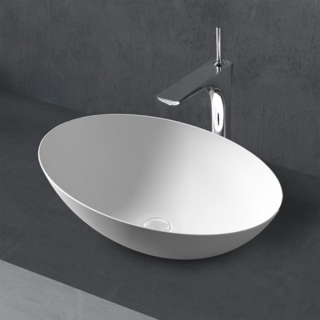 ABBER STEIN AS2609 sink, invoice, 500x350x150 mm, artificial stone, white