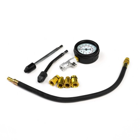 A compressometer for gasoline engines with a set of adapters in a case-1