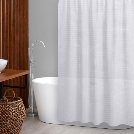 Bathroom curtains, 180 × 180 cm, 12 rings, 3D effect, PEVA, white color