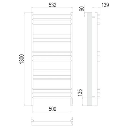 Terminus heated towel rail "Prato" P15, 500x1300 mm, chrome-2