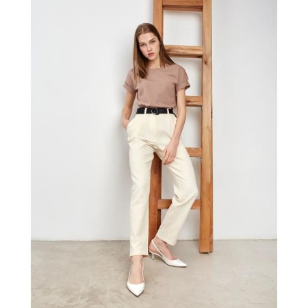 T-shirt female plain Minaku Regular Fit: brown color, river 52-3