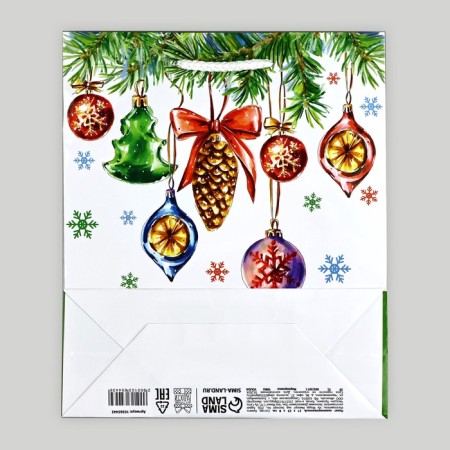 New Year's Gift Laminated Package Happy New Year, Christmas tree toys, ML 21 x 25 x 8 cm-4
