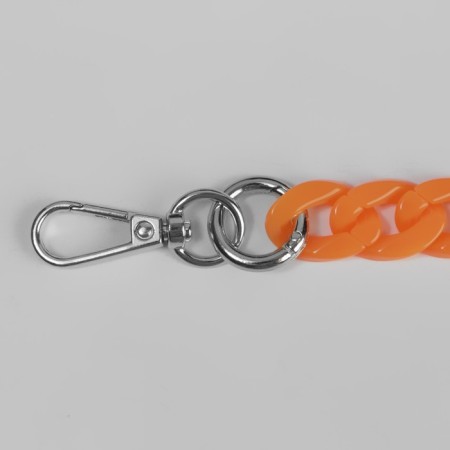 A chain for a bag, plastic, with carbines, 23 × 17 mm, 68 cm, orange/silver color-1