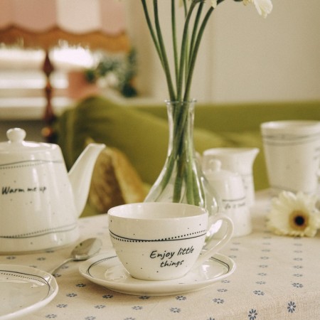 Set of Porcelain SL Home "House", 4 objects: 2 cups 275 ml, 2 saucers d = 15.5 cm, white color-8