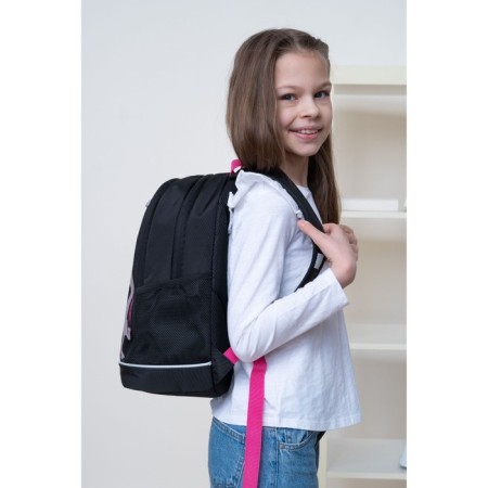 School backpack, 38 x 28 x 18 cm, Grizzly 363, ergonomic back, black/pink RG-363-11_1-11