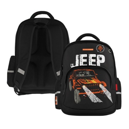 School backpack 40 x 30 x 19 cm, ergonomic back, Bruno visconti 12-002 + pencil case, jeep cross, black