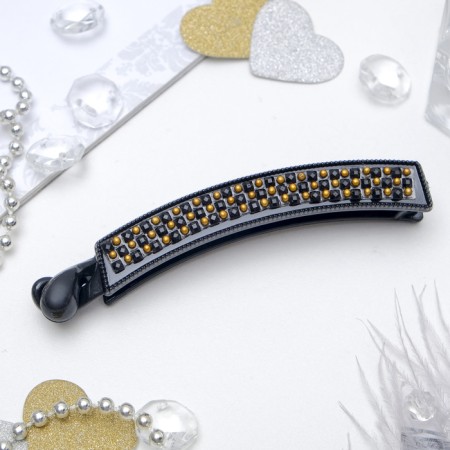 Hair banana "Geometry" 9.5 cm, black-gold