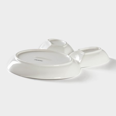 Porcelain dish for feeding Magistro "Eared Zay" with two saucers, 27 × 22.5 cm, white color-3