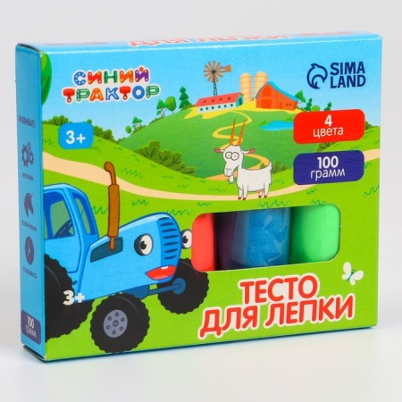 Modeling dough, 4 colors, 25 grams, blue tractor-1