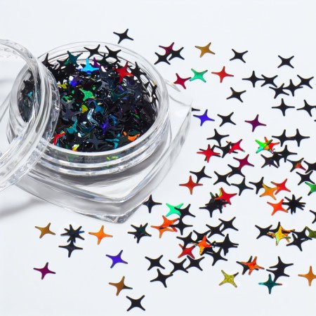 Sequins for the decor "Star Night", holographic, black color