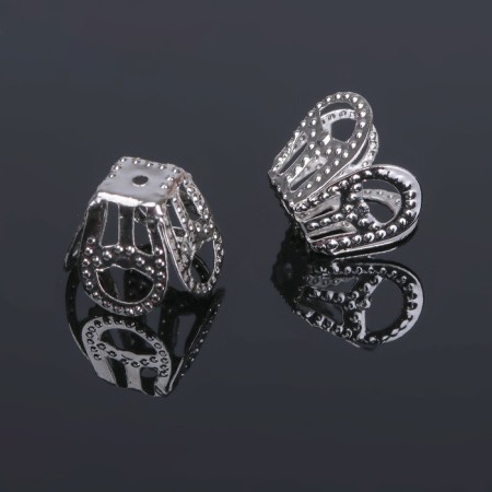 Bead hats (set 20 pcs.), SM-094, 7 × 10 mm, silver color