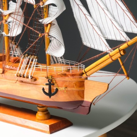 Survenger ship large "Krambole", side light wood, white sails, mix 57 × 9 × 49cm-10