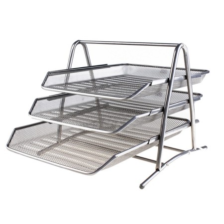 Horizontal paper tray, 3 compartments, gray mesh