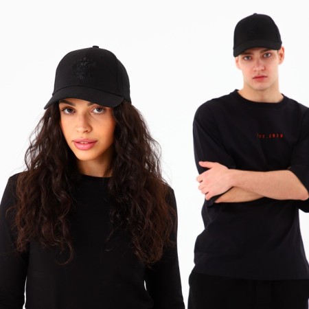 Men's cap "Coat of arms", Black color, rr 56-8