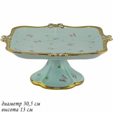 Фруктовница Lenardi «Бабочки», квадратная, на ножке 30.5 см, цвет ментол