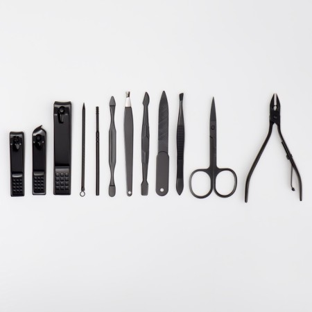 Manicure set, 12 items, in a case, black-1