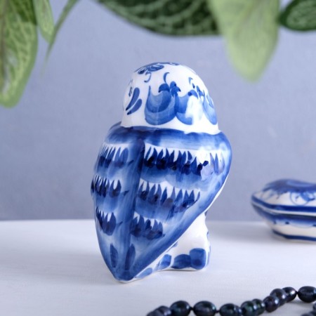 Souvenir Owl, Gzhel, 13x9 cm-5