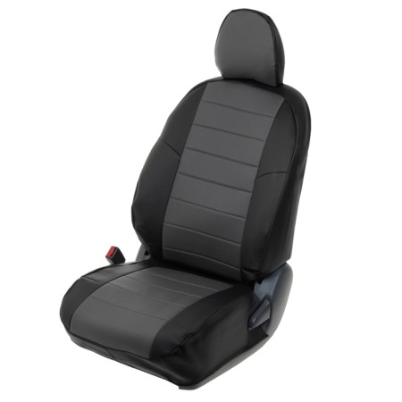 Autorekhly for Hyundai Solaris sedan, ass 60/40, 2010-2017, black, gray, eco-leather, set