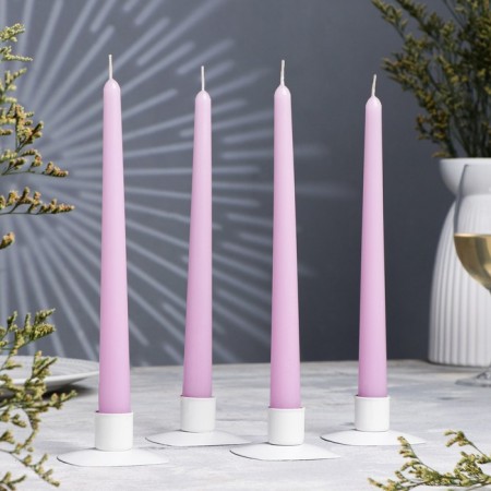 A set of antique candles, 2.3x 24.5 cm, 5 hours, 55 g, 4 pieces, lilac