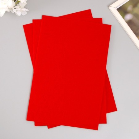 A set of hard felt "Astra" (3 pcs) scarlet, 1 mm, 160 g, 20x30 cm-1