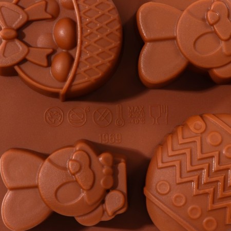 Form for decorations of the share "Easter", silicone, 20.7 × 10.6 × 3 cm, 8 cells, color mix-3
