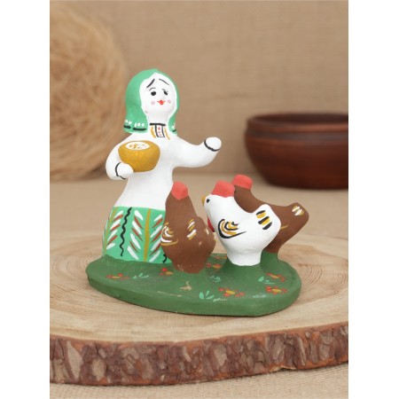 Souvenir "Baba with chickens", 12 × 10 × 12 cm, Kargopol toy, mix-7