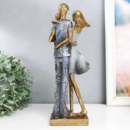 Souvenir Polystone "Family couple with son" Gray 10x12x32 cm-2