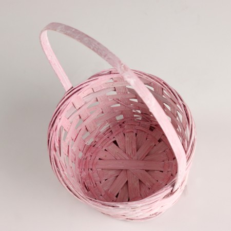 Wicker basket, d16x10xh32cm, pink, bamboo-2
