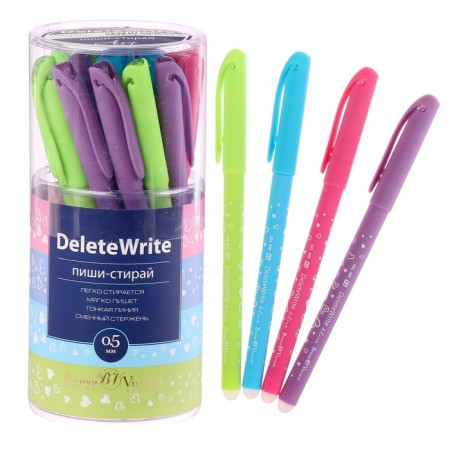 Gel handle with erased ink Deletewrite Art “hearts”, node 0.5 mm, blue ink, matte case Silk Touch, mix