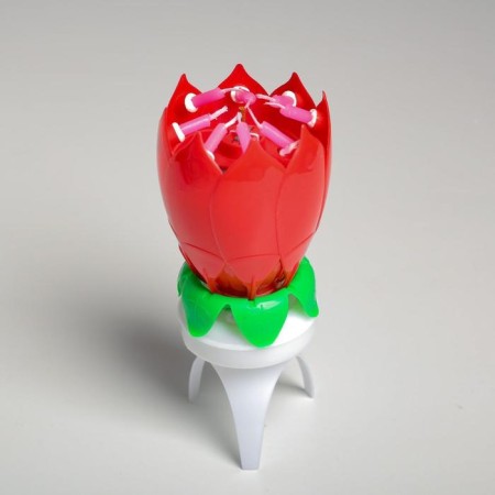 Candle for the cake musical "Tulip", spinning, red, 14.5 × 6 cm-7