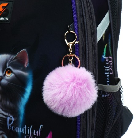School backpack 38 x 30 x 16 cm, ergonomic back, stavia "cat and feathers", blue-9