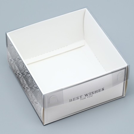 Box for confectionery with PVC cover Best Wishes, 11.5 x 11.5 x 6 cm-1
