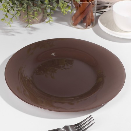 Glass plate "Brown City", d = 26 cm, brown color-1