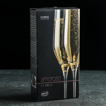 A set of glasses for champagne Bohemia Crystal Amoroso, 200 ml, 2 pcs-1