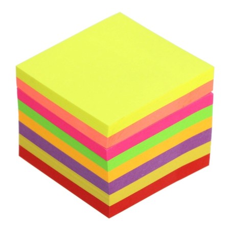 Block with a sticky edge of 51 mm x 51 mm, 400 sheets, fluorescent, 8 colors-1