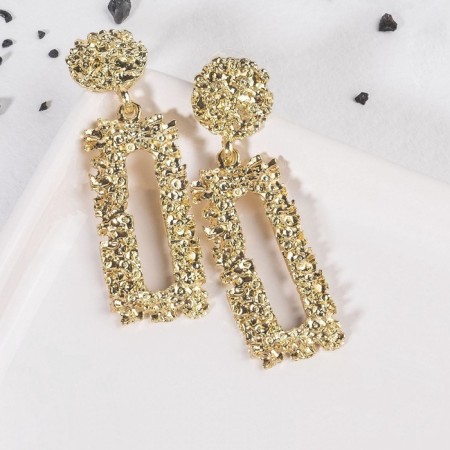 Earrings Metal "Caribbean" rectangular, color gold-4