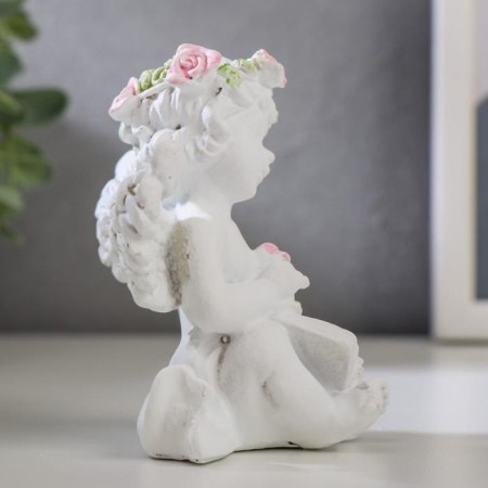 Polystone souvenir "Snowty angel in a wreath of roses" MIX 8.8x8.3x5.2 cm-2