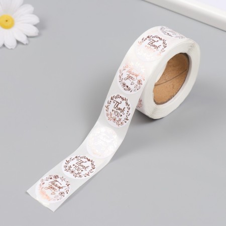 Stick Paper "Golden Flowers. Thank you" d = 2.5 cm 500 pcs in roll-4