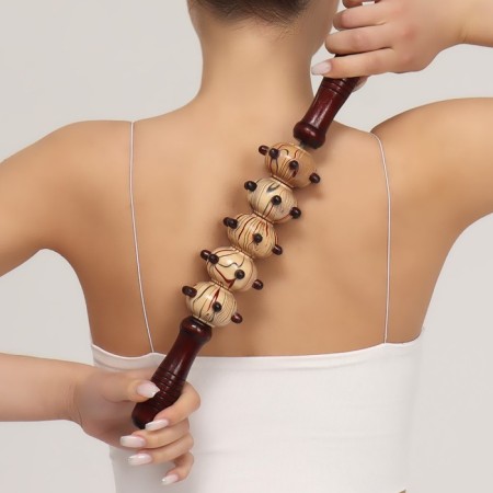 The massage "Skalka", universal, 36.5 × 5.8 cm, 5 balls with spikes, wooden-2