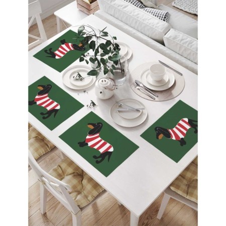 A set of napkins for setting the table “Dachshund in a striped T -shirt”, rectangular, size 32x46 cm, 4 pcs