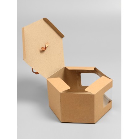 Box hexagonal, with a window, craft, 10 x 10 x 10 cm-3