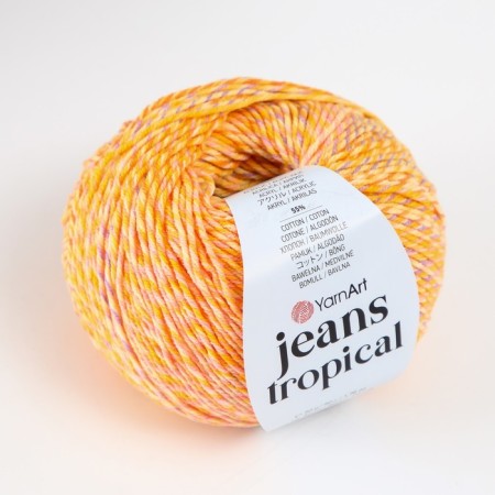 Yarn "Jeans Tropical" 55% cotton, 45% polyacli 160m/50g (617 yellow-apelsin)-1