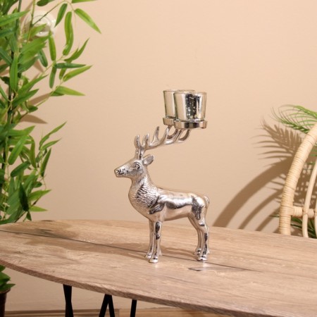 Summary for 2 candles "deer" aluminum 15x18x31 cm-3
