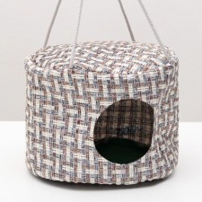 Hanging house for rodents round, furniture fabric, fleece, 20 x 15 cm, mix of flowers