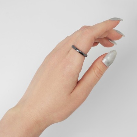 Ring "Night" for hematite, narrow, black color, size 18-1