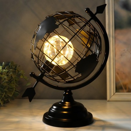 Souvenir Metal Light "Globe with an arrow" Black, LED 32x21x32 cm