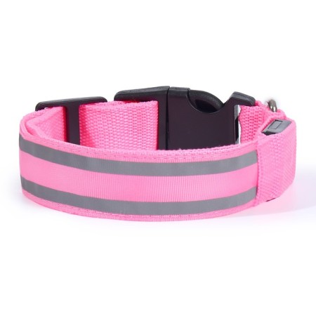 Collar with backlight double strip size S, Osh 35-43 x 2.5 cm 3 glow mode pink-1