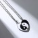 Kulons on the detonated card "Demetrons" heart yin-yang, black and white color in silver, 45 cm